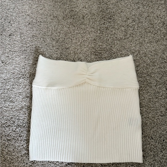 Cream Ribbed Crop Top - Picture 5 of 6